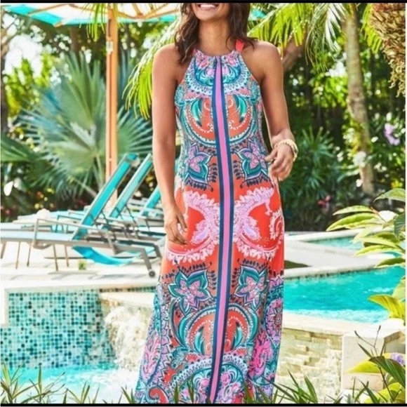 Lilly Pulitzer Dresses & Skirts - Lilly Pulitzer Hollyn Maxi Dress In Tangerine Dream